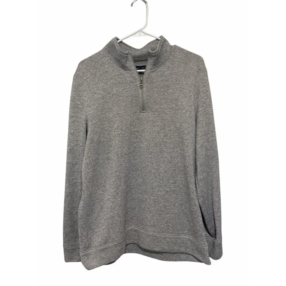 Croft & Barrow Men's Large Gray Quarter Zip Long Sleeve Collar Sweater